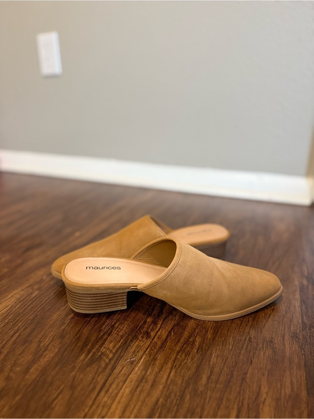 Maurices Camel Tan Slip-On Mule Heels